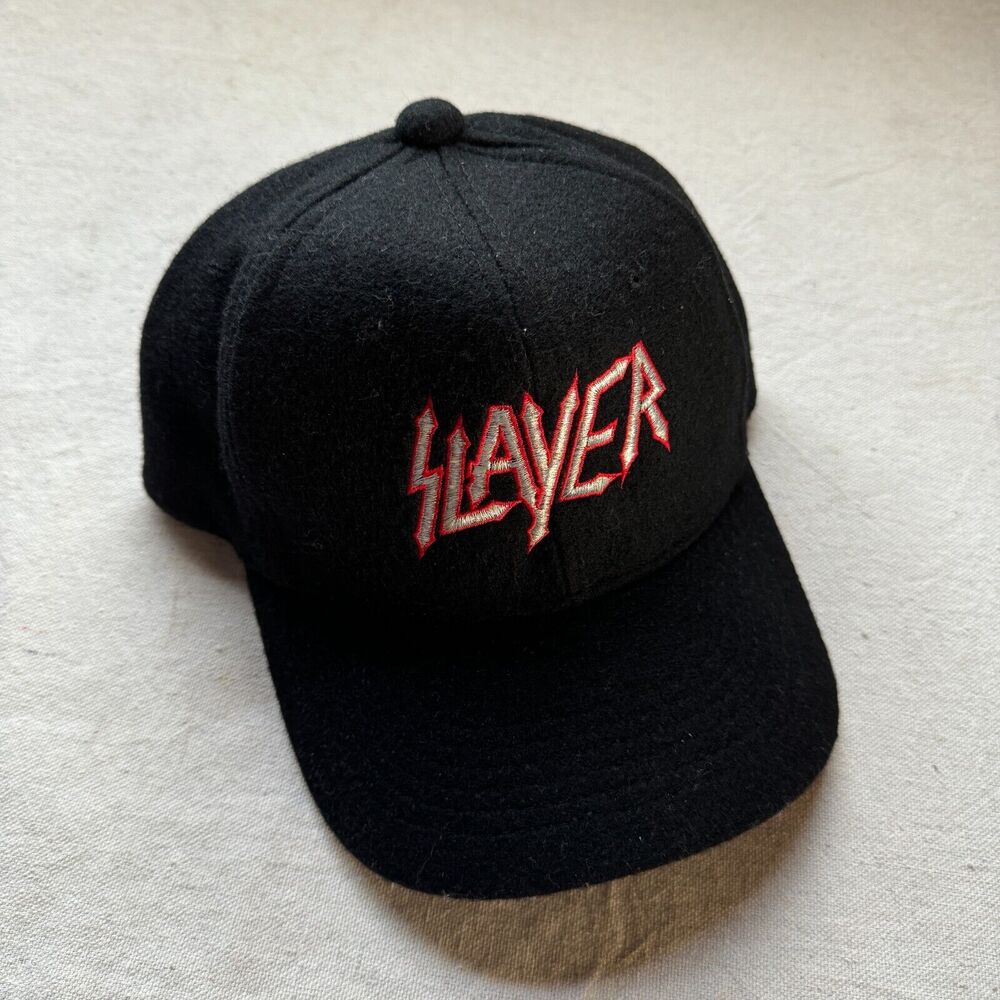 Vintage 90s Slayer Thrash Metal Band Snapback Wool Hat Cap Brockum Black